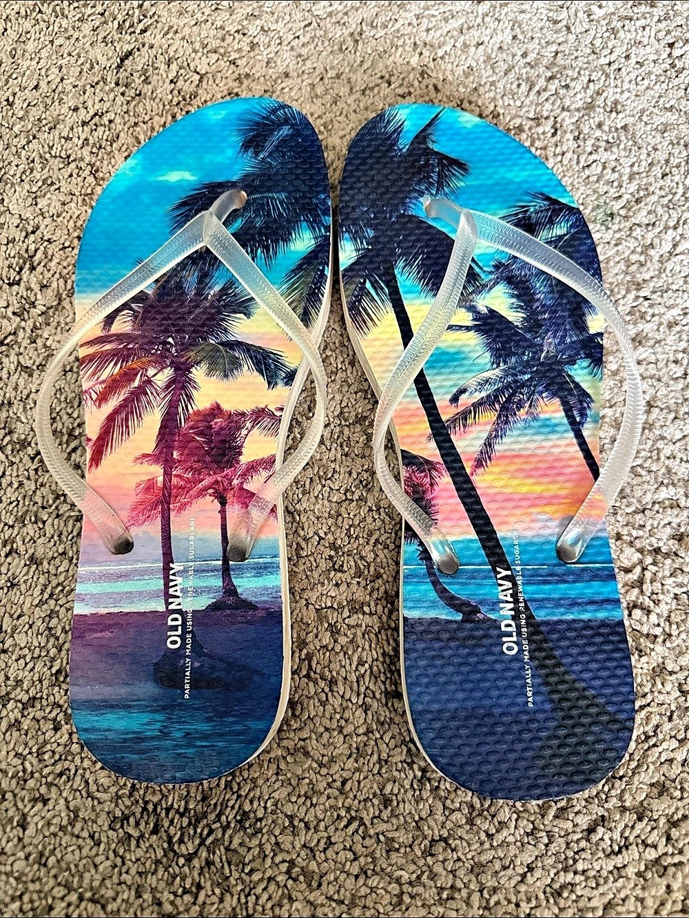 Old Navy Printed Flip-Flop Sandals (Partially Plant-Based) Blue & Pink